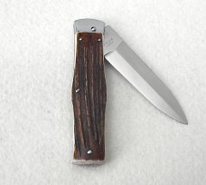 NEW OLD STOCK MIKOV PREDATOR CZECH REPUBLIC GENUINE STAG LEVER LOCK - W/ LEATHER BELT SHEATH