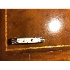 9 INCH AKC IVORY HANDLE SWING GUARD AUTOMATIC SWITCH BLADE  STILETTO KNIFE WITH CUSTOM ETCHED BLADE