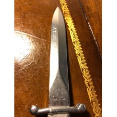 9 INCH AKC IVORY HANDLE SWING GUARD AUTOMATIC SWITCH BLADE  STILETTO KNIFE WITH CUSTOM ETCHED BLADE