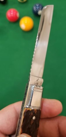 3 7/8" Custom Made Bird's Head Bolster Knife, Nice Stag 3 7/8" Custom Made Bird's Head Bolster Knife, Nice Stag