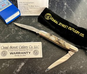 Canal Street Cutlery AAPK 2012 Forum Knife, Muskrat , Amazing American Elk Horn Handle, New 