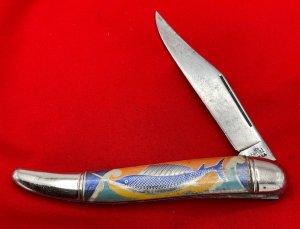 Vintage Imperial PROV USA Texas Toothpick or Fishing Knife w/Foil Scales Sailfish c.1946-1956