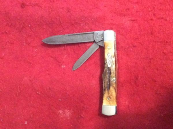 1989 CASE XX * USA 5215 D FAT AND VERY GNARLY STAG HANDLE GUNSTOCK WITH TWO DAMASCUS BLADES LE 1989 CASE XX * USA 5215 D FAT AND VERY GNARLY STAG HANDLE GUNSTOCK WITH TWO DAMASCUS BLADES LE