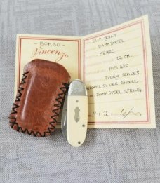 Vincenzo Balistreri Elephant Ivory Bombo, Elephant Toe 2.75" closed..Damasteel..worked bolsters 