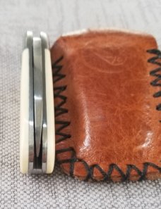 Vincenzo Balistreri Elephant Ivory Bombo, Elephant Toe 2.75" closed..Damasteel..worked bolsters 