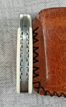Vincenzo Balistreri Elephant Ivory Bombo, Elephant Toe 2.75" closed..Damasteel..worked bolsters 