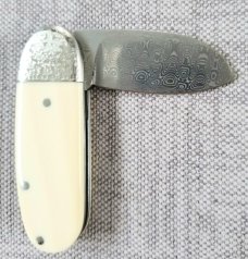 Vincenzo Balistreri Elephant Ivory Bombo, Elephant Toe 2.75" closed..Damasteel..worked bolsters 