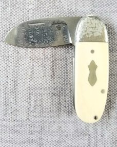 Vincenzo Balistreri Elephant Ivory Bombo, Elephant Toe 2.75" closed..Damasteel..worked bolsters 