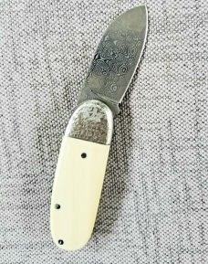 Vincenzo Balistreri Elephant Ivory Bombo, Elephant Toe 2.75" closed..Damasteel..worked bolsters 