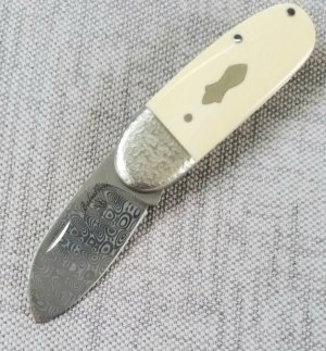 Vincenzo Balistreri Elephant Ivory Bombo, Elephant Toe 2.75" closed..Damasteel..worked bolsters 