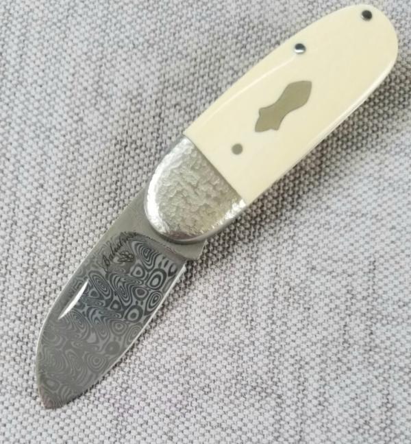Vincenzo Balistreri Elephant Ivory Bombo, Elephant Toe 2.75" closed..Damasteel..worked bolsters 