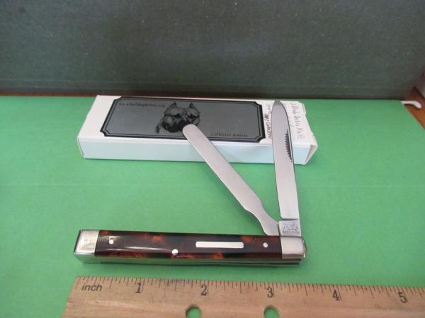 Bulldog Brand 2006 Tortoise Kaleidoscope Handles Doctors Knife 