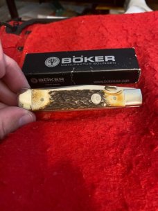 Boker Tree Brand Solingen Germany Fat & Gnarly Stag Handle EZ Open Single Blade Trapperlock Boker Tree Brand Solingen Germany Fat & Gnarly Stag Handle EZ Open Single Blade Trapperlock