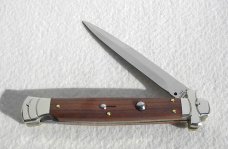 NOS A.G.A. CAMPOLIN 11" MALTESE SANTOS MAHOGANY WOOD NICKEL SILVER BOLSTERS, LEATHER POUCH