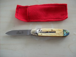Hubertus Knife "CIGAR" Rare One of a Kind Custom  Gold Lip, & Abalone AWESOME!