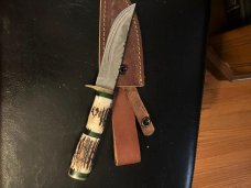 CUSTOM BONE STAG HUNTER DAMASCUS