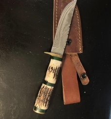 CUSTOM BONE STAG HUNTER DAMASCUS