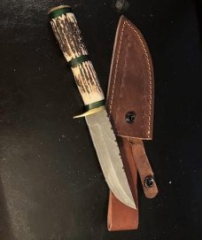CUSTOM BONE STAG HUNTER DAMASCUS