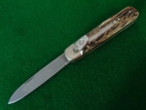 c. 1980's DISCONTINUED BOKER 715 STAG Lever Lock Automatic MINT