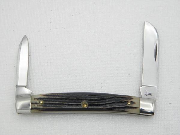 Queen Cutlery #15 half congress:  3 7/16” closed, 1958 – 1960, genuine Winterbotton bone handles,  