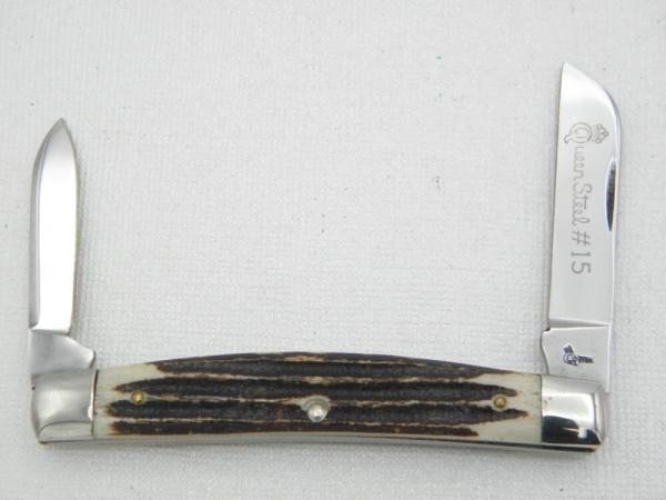 Queen Cutlery #15 half congress:  3 7/16” closed, 1958 – 1960, genuine Winterbotton bone handles