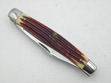 Queen Cutlery #2 two blade jack burnt orange imitation Winterbottom bone: 3 3/8” closed, 1958 - 196 Queen Cutlery #2 two blade jack burnt orange imitation Winterbottom bone: 3 3/8” closed, 1958 - 196