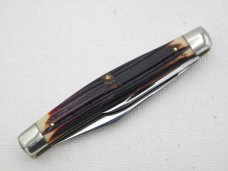 Queen Cutlery #2 two blade jack burnt orange imitation Winterbottom bone: 3 3/8” closed, 1958 - 196 Queen Cutlery #2 two blade jack burnt orange imitation Winterbottom bone: 3 3/8” closed, 1958 - 196