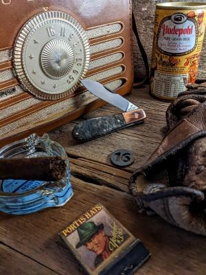 TITUSVILLE CUTLERY -AMERICAN REDSMITH SERIES- Old Man Norman Barlow - Buckeye Burl Wood Handles-16