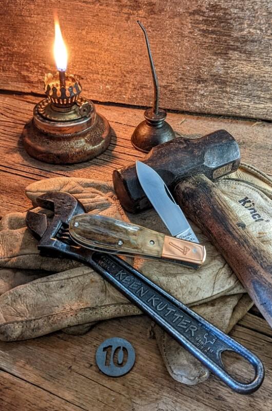 TITUSVILLE CUTLERY -AMERICAN REDSMITH SERIES- Old Man Norman Barlow - Mammoth Bark Ivory Handles-10