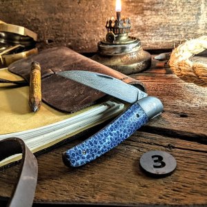 Excelsior Knife Company - NEW SEA SERPENT - Blue Brain Coral Handles 3-JSR Frontier Knives Exclusive