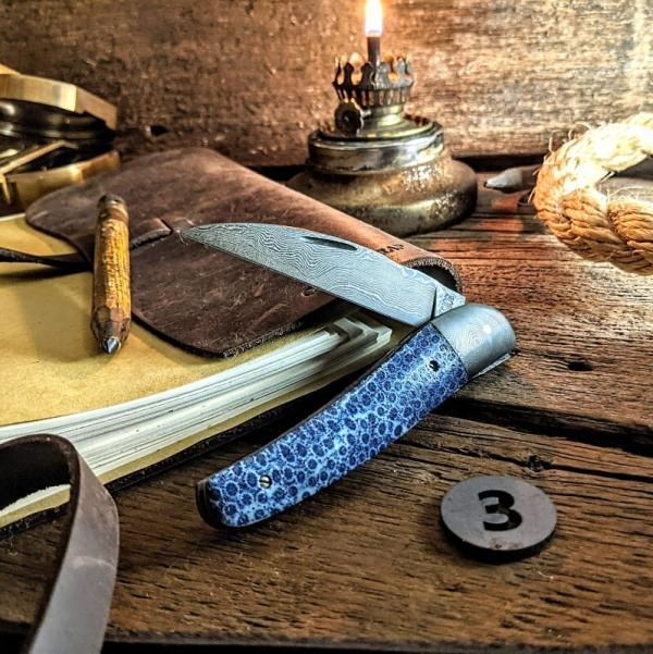 Excelsior Knife Company - NEW SEA SERPENT - Blue Brain Coral Handles 3-JSR Frontier Knives Exclusive