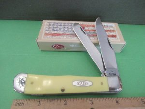 Case XX 2018 Yellow Derlin Trapper with Clip Pattern # 3254C  CV