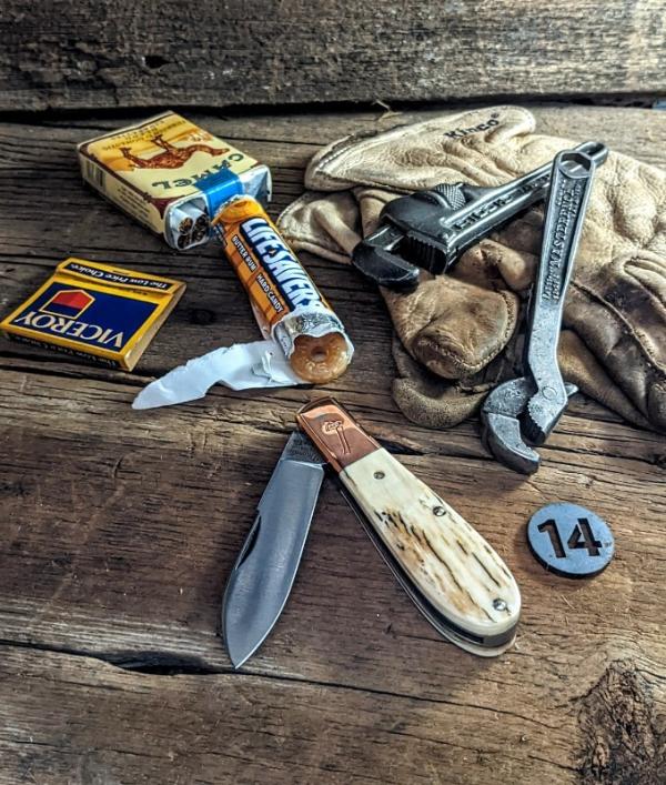 TITUSVILLE CUTLERY -AMERICAN REDSMITH SERIES- Old Man Norman Barlow - Mammoth Bark Ivory Handles-14