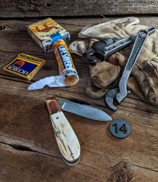 TITUSVILLE CUTLERY -AMERICAN REDSMITH SERIES- Old Man Norman Barlow - Mammoth Bark Ivory Handles-14