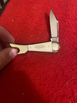 W R Case & Sons Cutlery Co I-197 Solingen Gernany Imitation Ivory  Boot  Knife With Single Blade 