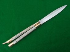 early Philippine BONE STAG Double Edge Dagger Grind Balisong Butterfly Knife NICE !
