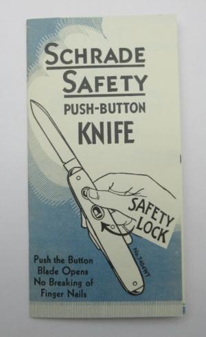 Schrade Safety Push Button Knife Brochure.    (COPY)