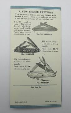 Schrade Safety Push Button Knife Brochure.    (COPY)