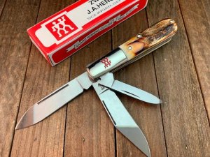 Henckels Barlow by Boker 3 Blade Barlow Premium Torched Stag Solingen Germany 