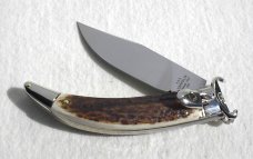 A.G.A. CAMPOLIN ITALIAN GENUINE STAG LEVER LOCK SHELL PULLER NICKEL SILVER BOLSTERS ONLY 300 MADE
