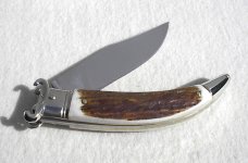 A.G.A. CAMPOLIN ITALIAN GENUINE STAG LEVER LOCK SHELL PULLER NICKEL SILVER BOLSTERS ONLY 300 MADE