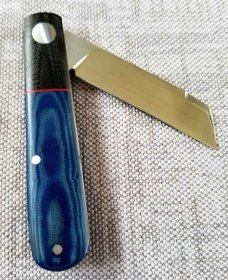 MDK Sheepsfoot Barlow,3.5" Blue linen Micarta black g10 bolsters & shield.red liners..N690,coa pouch MDK Sheepsfoot Barlow,3.5" Blue linen Micarta black g10 bolsters & shield.red liners..N690,coa pouch