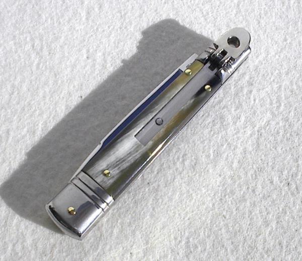 NOS AKC 8" CLASSIC SLIM LEVER LOCK SWEDGE BLADE, GENUINE BRAZILIAN HORN MANIAGO ITALY