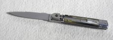 NOS AKC 8" CLASSIC SLIM LEVER LOCK SWEDGE BLADE, GENUINE BRAZILIAN HORN MANIAGO ITALY
