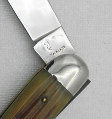 Queen Cutlery Co. Toothpick #20 Stainless, Winterbottom Bone, about 1949: “Q STAINLESS” tang stamp, Queen Cutlery Co. Toothpick #20 Stainless, Winterbottom Bone, about 1949: “Q STAINLESS” tang stamp,