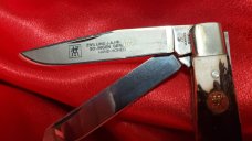 J A Henckels Stag Full sized 2 Blade Trapper, Solingen Germany, Not used or re-sharpened Strong etch