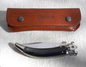NEW A.G.A. CAMPOLIN BRAZILIAN DARK HORN LEVER LOCK SHELL PULLER NICKEL SILVER BOLSTERS ONLY 300 MADE