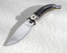 NEW A.G.A. CAMPOLIN BRAZILIAN DARK HORN LEVER LOCK SHELL PULLER NICKEL SILVER BOLSTERS ONLY 300 MADE
