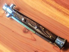 Frank Beltrame. 11" Buffalo Horn Italian Automatic Stiletto - Bayonet Frank Beltrame. 11" Buffalo Horn Italian Automatic Stiletto - Bayonet
