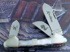 ~ PARKER EXCALBUR 3 BLADE GUNBOAT KNIFE ~~~ #205 ~~ ABALONE HANDLE ~~ 85.00
